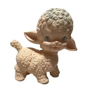Sun Rubber Co. 1955 Vintage Toy Rubber Lamb Squeaks Head Rotates
